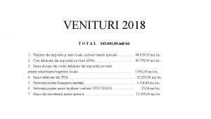 VENITURI 2018 TOTAL 143 441 84 mii lei