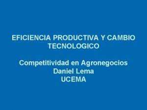 EFICIENCIA PRODUCTIVA Y CAMBIO TECNOLOGICO Competitividad en Agronegocios