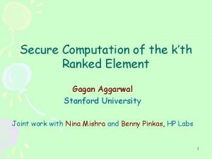 Secure Computation of the kth Ranked Element Gagan