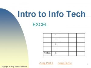 Intro to Info Tech EXCEL 1 2 3