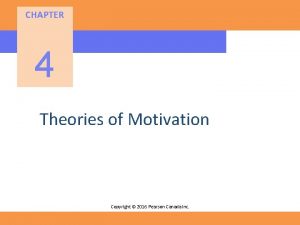 CHAPTER 4 Theories of Motivation Copyright 2016 Pearson