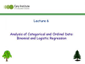 Lecture 6 Analysis of Categorical and Ordinal Data