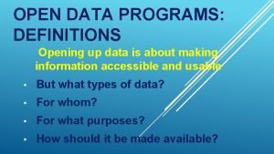 Open data programs