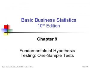 Basic Business Statistics 10 th Edition Chapter 9