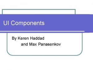 UI Components By Keren Haddad and Max Panasenkov