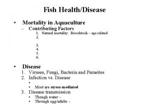 Fish HealthDisease Mortality in Aquaculture Contributing Factors 1