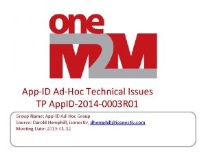 AppID AdHoc Technical Issues TP App ID2014 0003