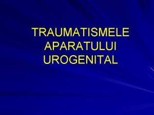 TRAUMATISMELE APARATULUI UROGENITAL I Definitie Traumatismele aparatului urogenital