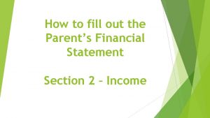 Parents' financial statement sample