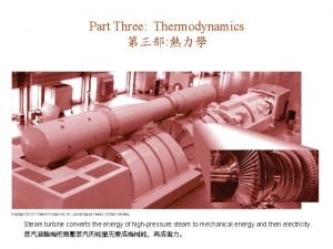 Part Three Thermodynamics Steam turbine converts the energy