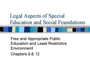 Legal aspects of special education