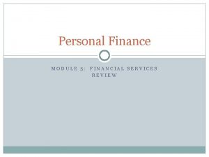 Personal finance module