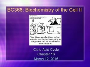 BC 368 Biochemistry of the Cell II Citric