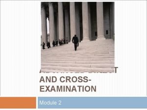 ADVANCED DIRECT AND CROSSEXAMINATION Module 2 Organization Of