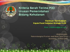 Kriteria Serah Terima P 3 D Urusan Pemerintahan