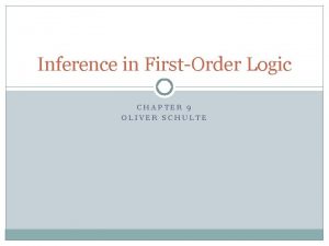 Inference in FirstOrder Logic CHAPTER 9 OLIVER SCHULTE