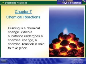 7 1 Describing Reactions Chapter 7 Chemical Reactions