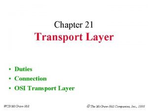 Chapter 21 Transport Layer Duties Connection OSI Transport