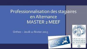 Professionnalisation des stagiaires en Alternance MASTER 2 MEEF