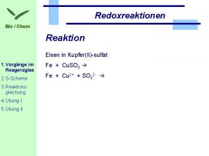 Redoxreaktionen Reaktion Eisen in KupferIIsulfat 1 Vorgnge im