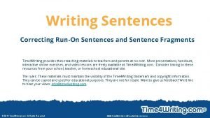 Writing Sentences Correcting RunOn Sentences and Sentence Fragments