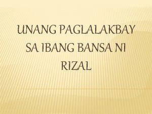 Ang paglalakbay ni rizal
