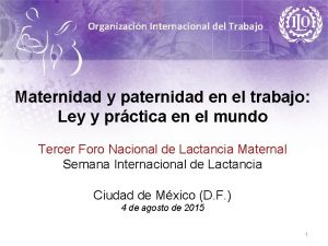 Organizacin Internacional del Trabajo Maternidad y paternidad en