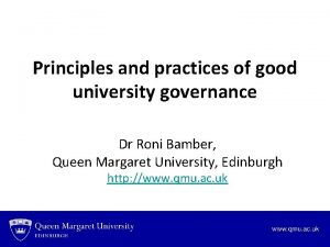 Good university governance Good university governance
