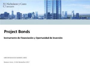 Project Bonds Instrumento de Financiacin y Oportunidad de