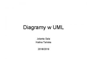 Diagramy w UML Jolanta Sala Halina Taska 20182019