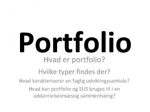 Hvad er et portfolio