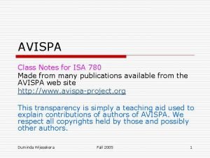 AVISPA Class Notes for ISA 780 Made from
