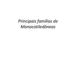 Principais famlias de Monocotiledneas Angiospermas Monocotiledneas Grupo de