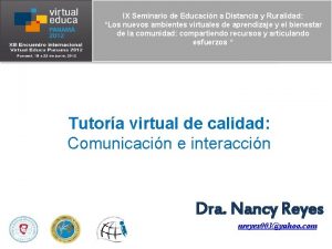 IX Seminario de Educacin a Distancia y Ruralidad