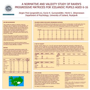 A NORMATIVE AND VALIDITY STUDY OF RAVENS PROGRESSIVE