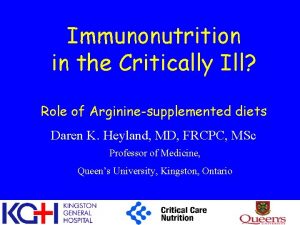 Immunonutrition in the Critically Ill Role of Argininesupplemented