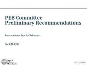 PEB Committee Preliminary Recommendations Presentation to Board of