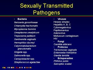 Sexually Transmitted Pathogens Bacteria Neisseria gonorrhoeae Chlamydia trachomatis