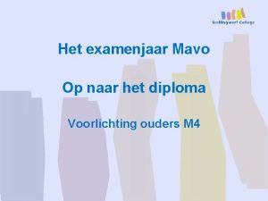 Het examenjaar Mavo Op naar het diploma Voorlichting