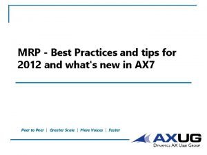 Mrp best practices
