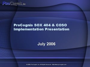 Pro Cognis SOX 404 COSO Implementation Presentation July