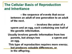 The Cellular Basis of Reproduction and Inheritance Life