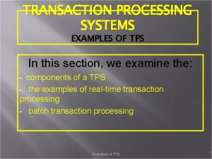 Examples of tps system