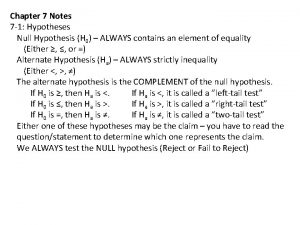 Null hypothesis in research example