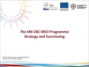 The ENI CBC MED Programme Strategy and functioning