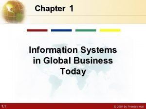 Chapter 1 Information Systems in Global Business Today