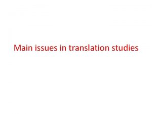 Product oriented translation
