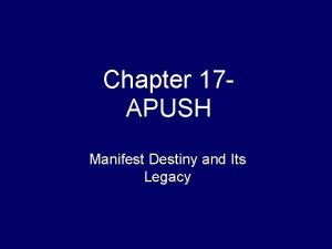 Manifest destiny apush