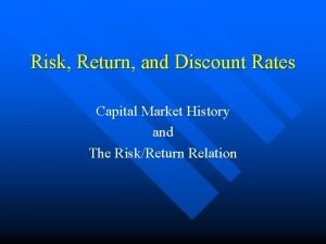 Risk Return and Discount Rates Capital Market History