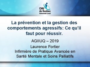 La prvention et la gestion des comportements agressifs